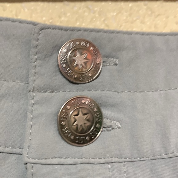 Isis Mini Skirt 8 Light Gray LOGO Pockets Stretchy  Zipper Buttons Nylon Spandex - Picture 12 of 12